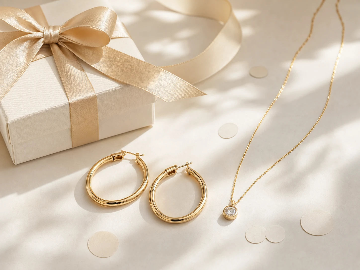 Birthday jewelry gift with earrings, necklace and celebratory details