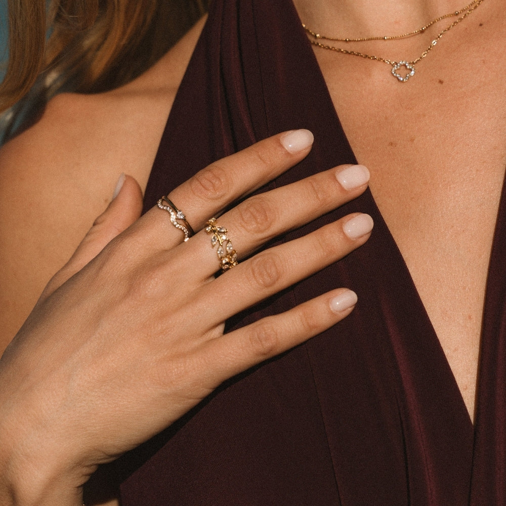 18K Gold Crystal Vine Ring — view 3