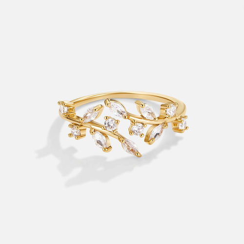 18K Gold Crystal Vine Ring — view 1