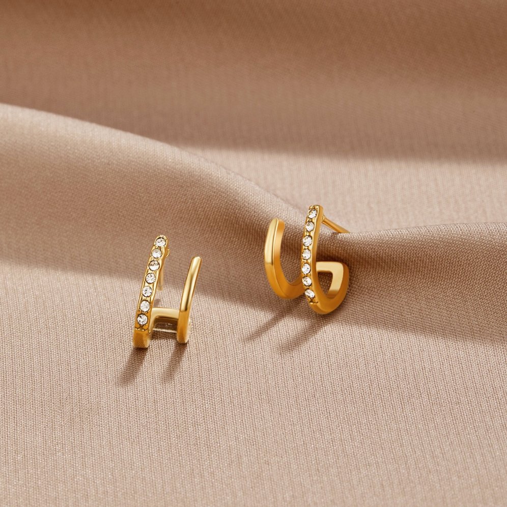 18K Gold & Crystal Claw Earrings — view 1