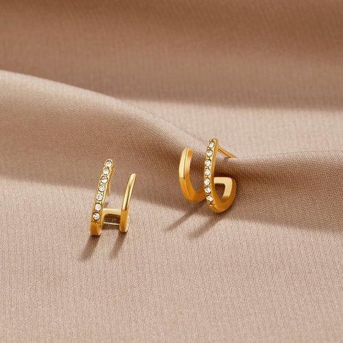 18K Gold & Crystal Claw Earrings — view 1