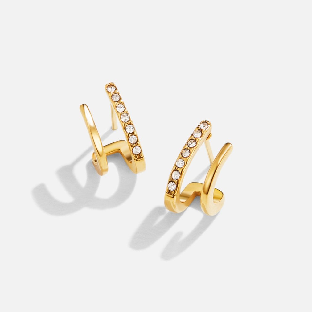 18K Gold & Crystal Claw Earrings — view 4