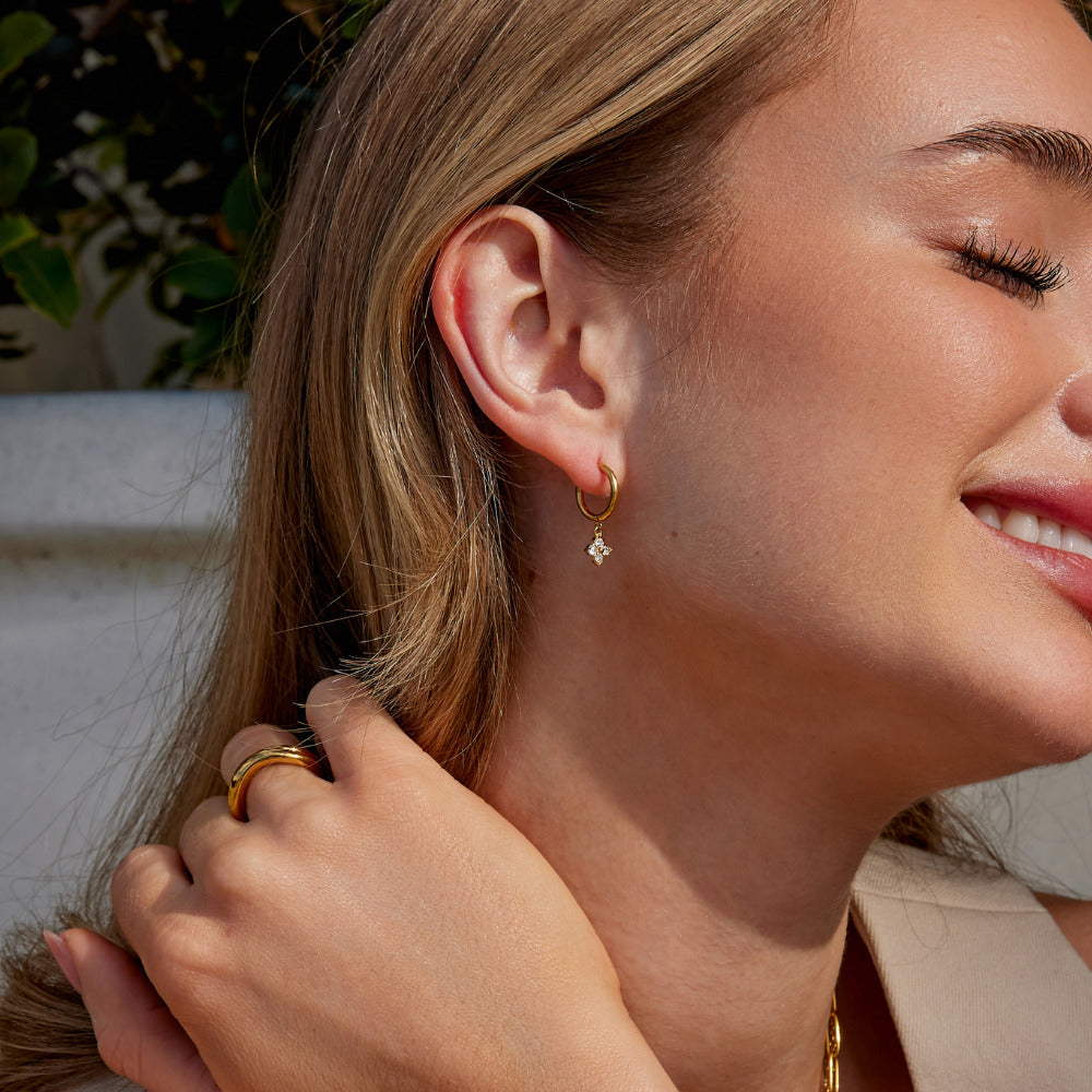 Crystal Four Leaf Clover Drop Earrings — view 3