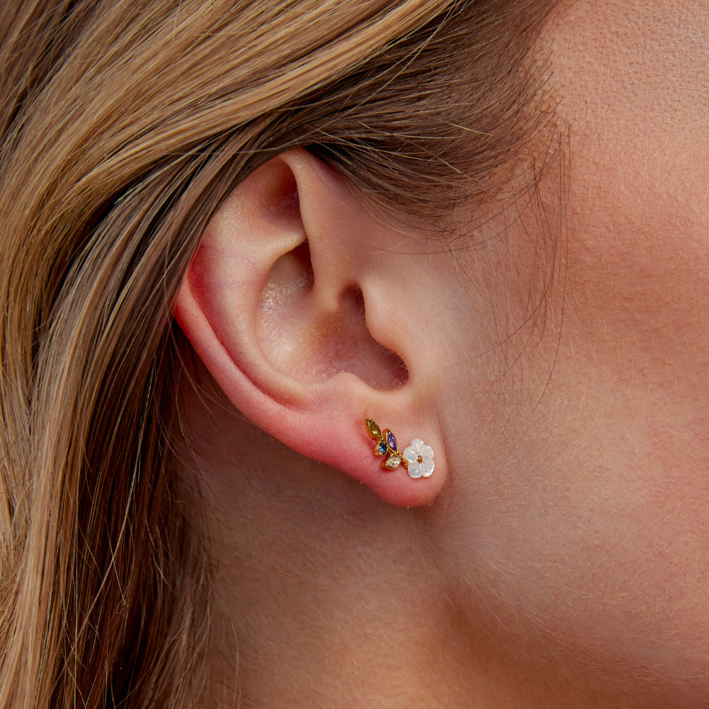 Crystal White Blossom Earrings — view 2