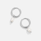 Freshwater Pearl Bella Silver Hoop Earrings — view 1