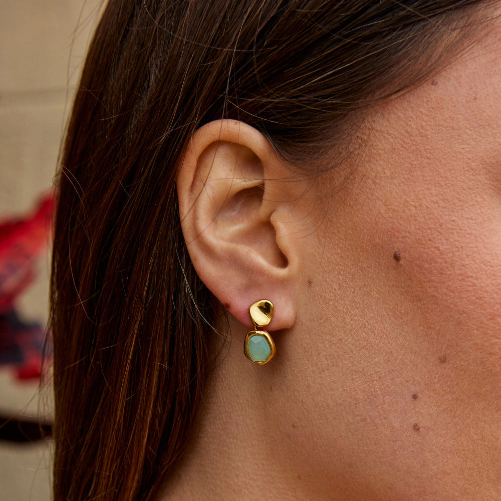 Gold Aquamarine Drop Earrings — view 6