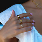 Gold Crystal Clover Band Ring — view 6
