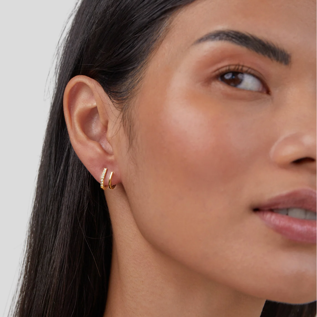 18K Gold & Crystal Claw Earrings — view 3