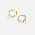 White Petal Shell Hoop Earrings — view 3