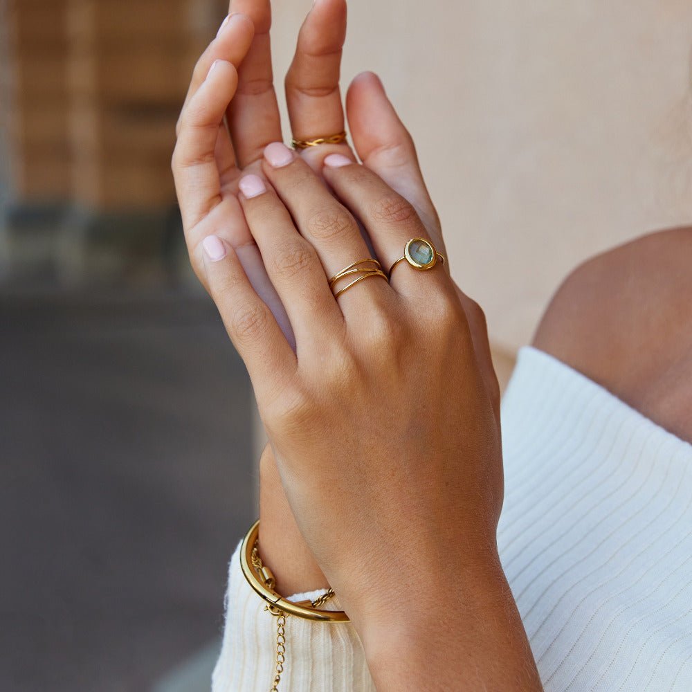 Aquamarine Crystal Gold Ring — view 3