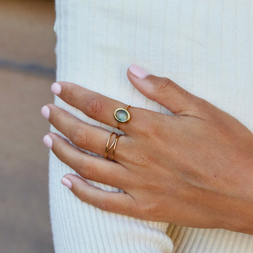 Aquamarine Crystal Gold Ring — view 2