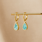 Astoria Green Stone Hoop Earrings — view 1