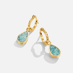 Astoria Green Stone Hoop Earrings — view 3