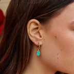 Astoria Green Stone Hoop Earrings — view 2