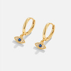 Blue Evil Eye Drop Earrings — view 4