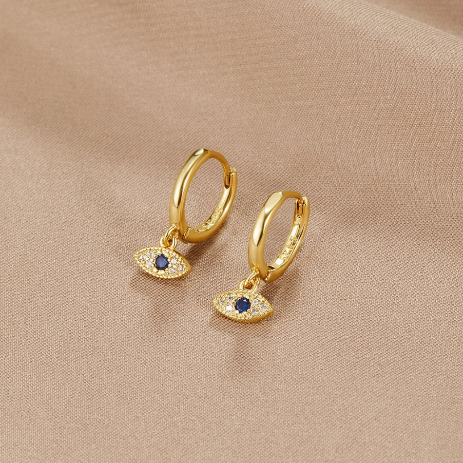 Blue Evil Eye Drop Earrings — view 1