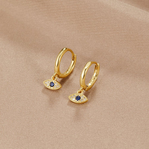 Blue Evil Eye Drop Earrings — view 1