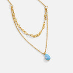 Blue Opal Teardrop Layered Necklace — view 4