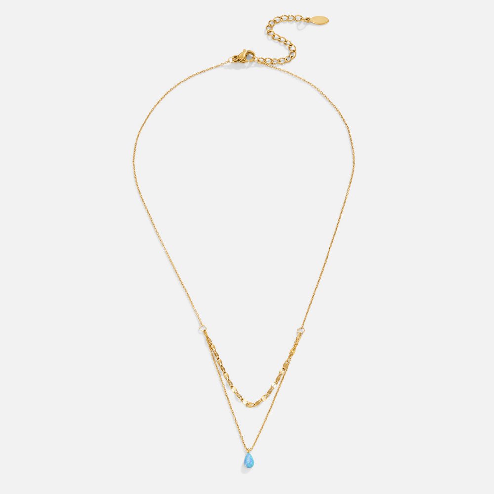 Blue Opal Teardrop Layered Necklace — view 5