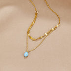 Blue Opal Teardrop Layered Necklace — view 1