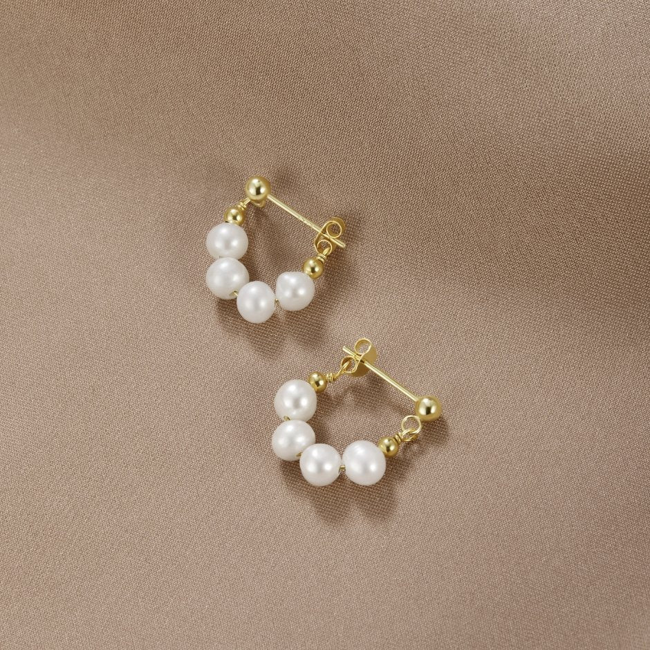 Celine Pearl Hoop Earrings — view 3