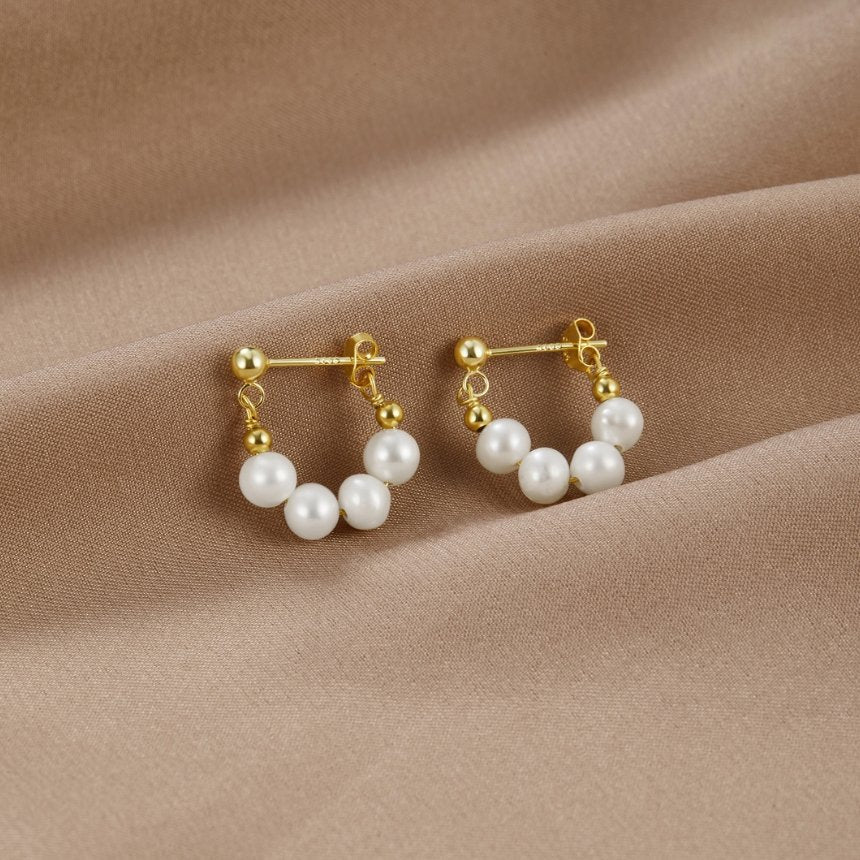 Celine Pearl Hoop Earrings — view 1