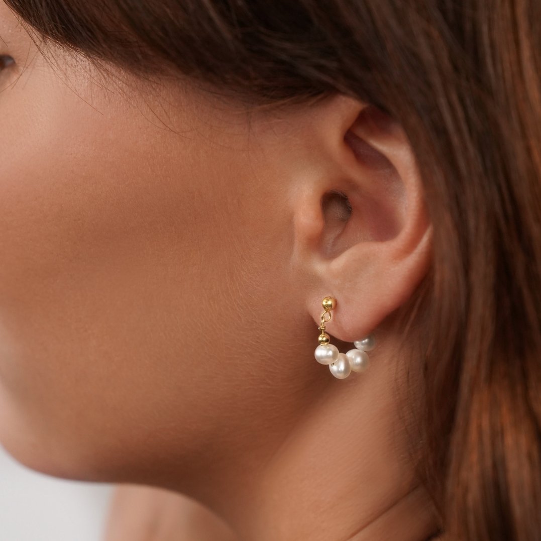 Celine Pearl Hoop Earrings — view 2