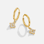 Crystal Four Leaf Clover Drop Earrings — view 4