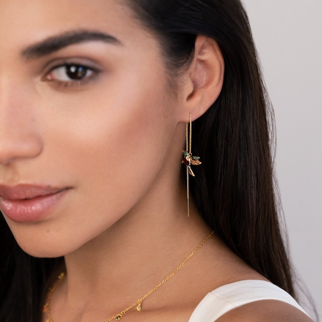 Crystal Hummingbird Tassel Earrings — view 4