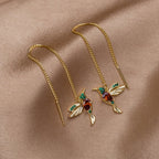 Crystal Hummingbird Tassel Earrings — view 1