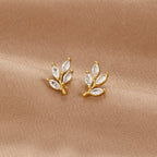 Crystal Leaf Stud Earrings — view 1