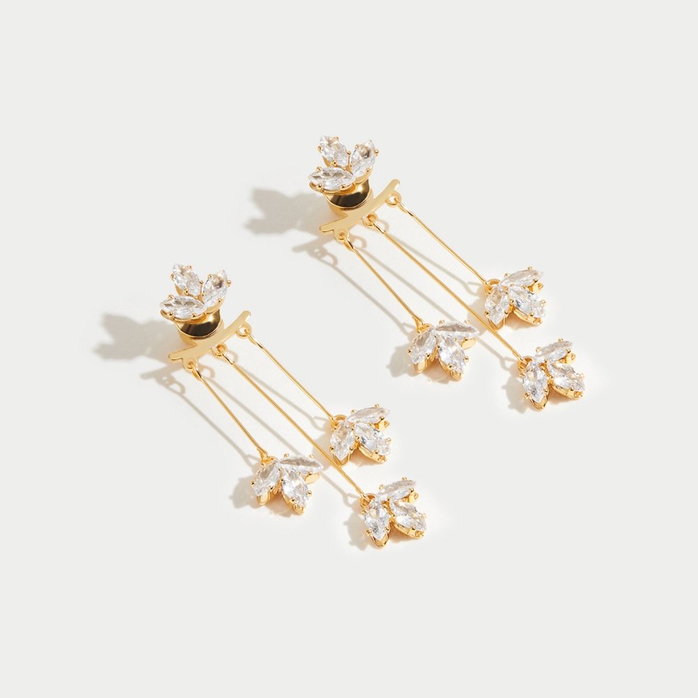 Crystal Lotus Waterfall Earrings — view 5