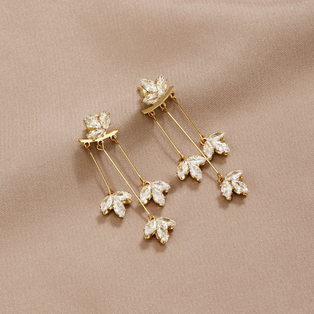 Crystal Lotus Waterfall Earrings — view 1