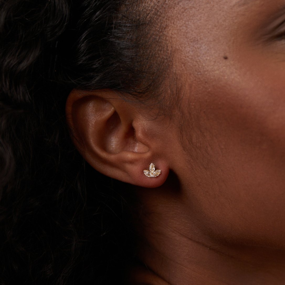 Crystal Lotus Waterfall Earrings — view 4