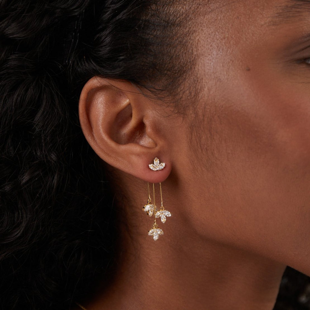 Crystal Lotus Waterfall Earrings — view 2