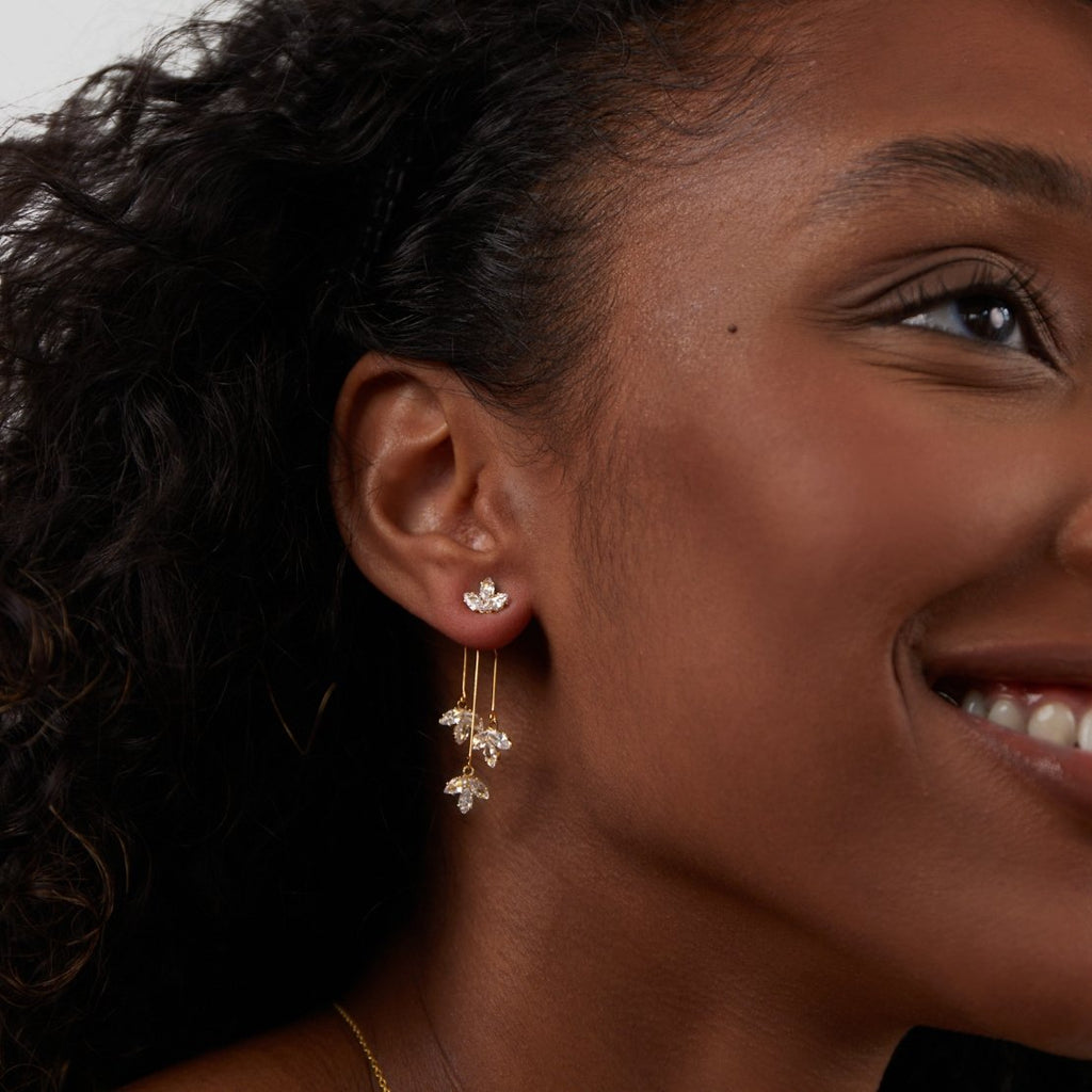 Crystal Lotus Waterfall Earrings — view 6