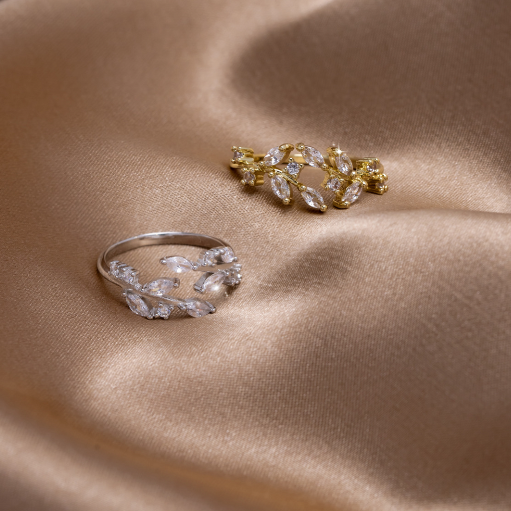 18K Gold Crystal Vine Ring — view 5