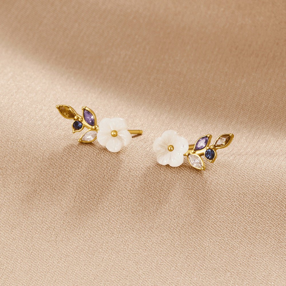 Crystal White Blossom Earrings — view 1
