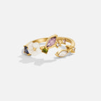 Crystal White Blossom Ring Gold — view 1