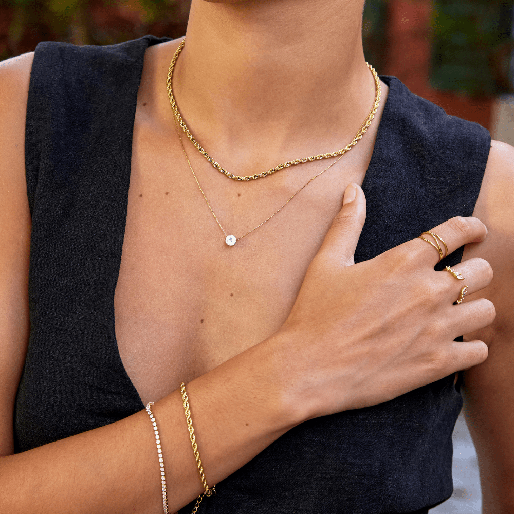Dainty Round Crystal Necklace — view 5