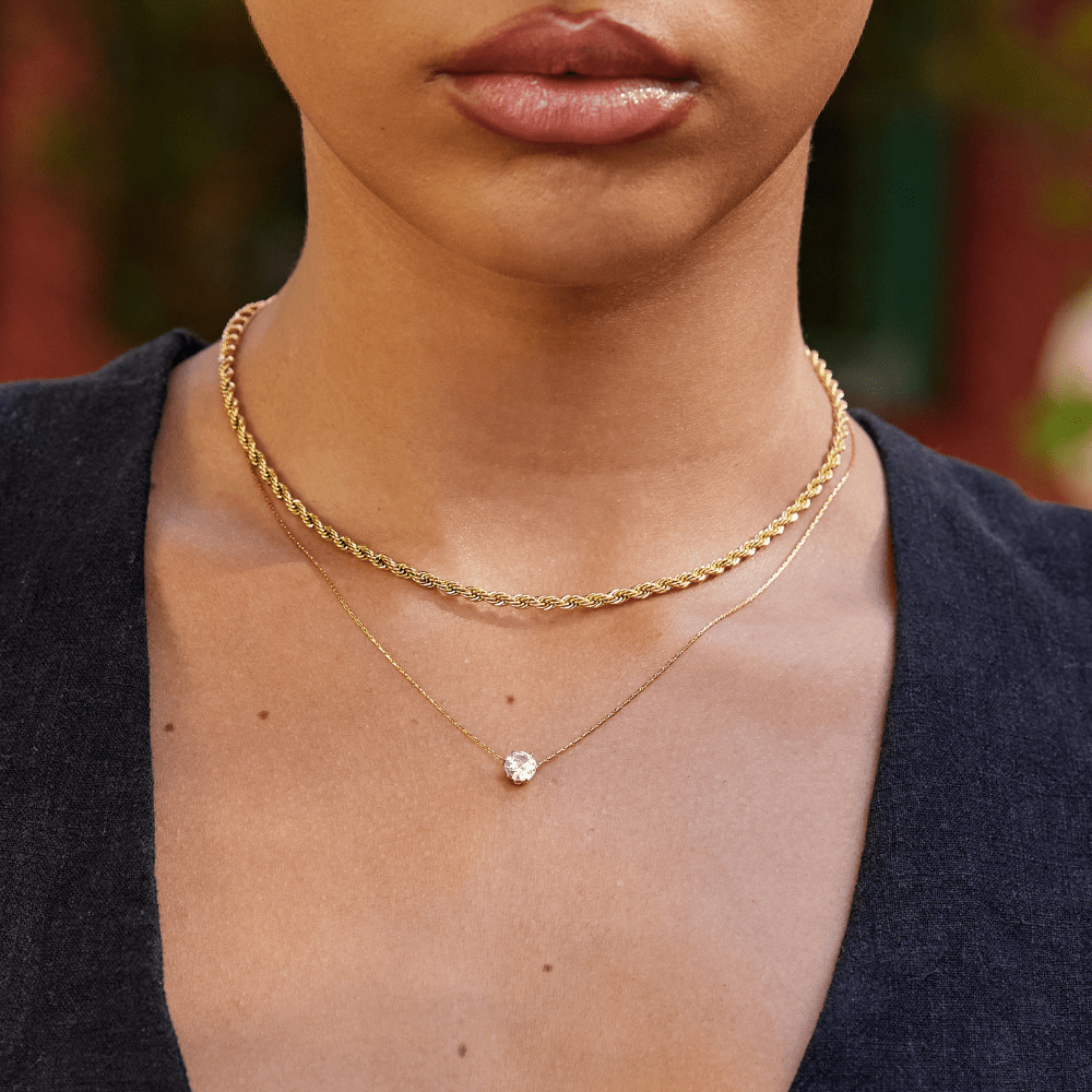 Dainty Round Crystal Necklace — view 4