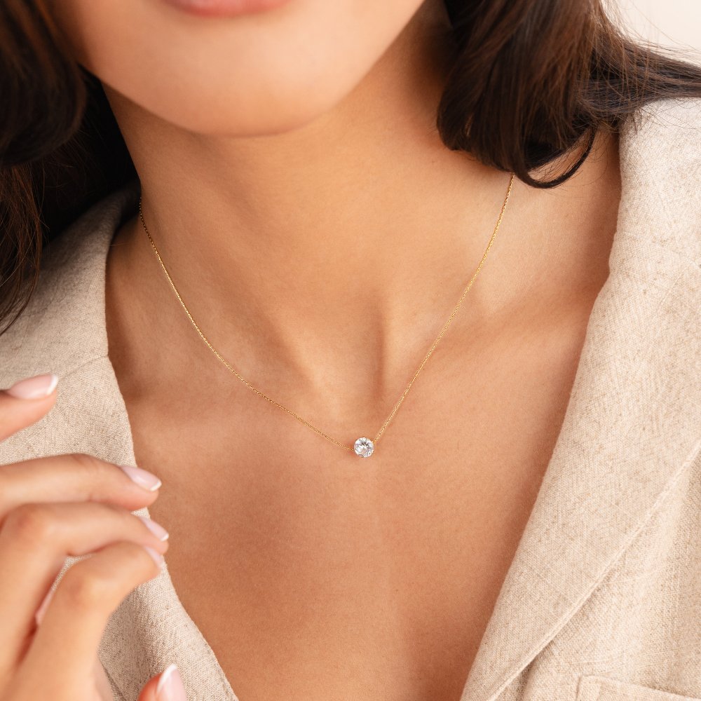 Dainty Round Crystal Necklace — view 2