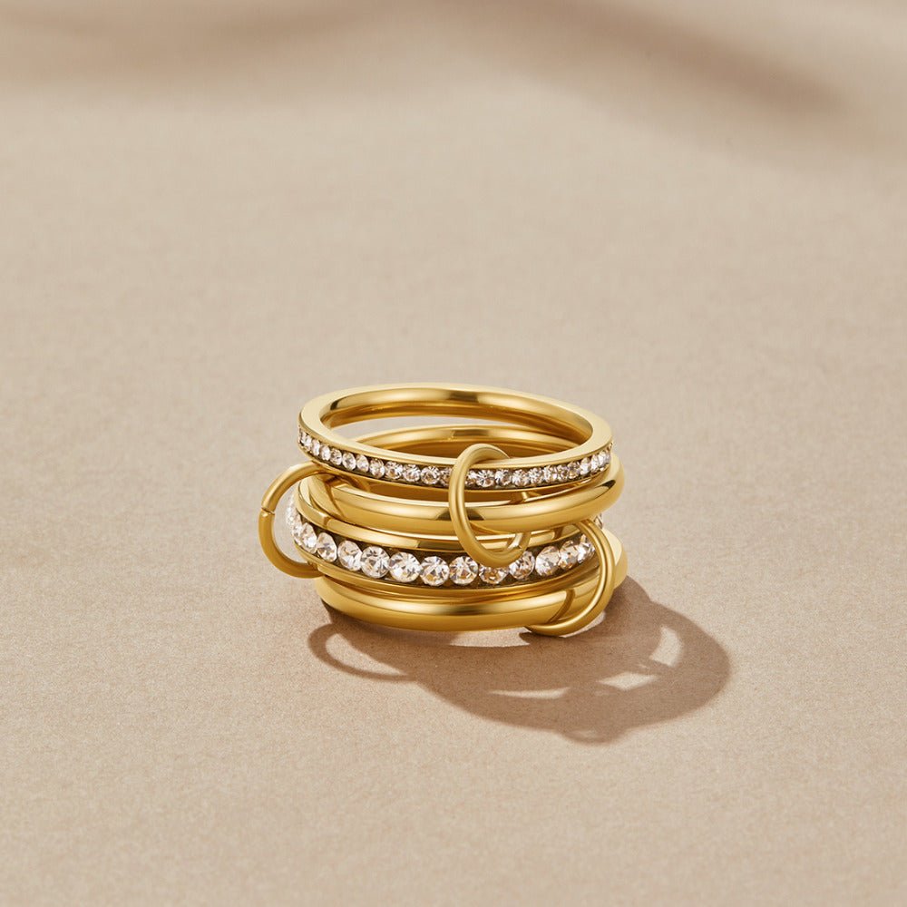 'Forever' Link Crystal & Gold Ring — view 1