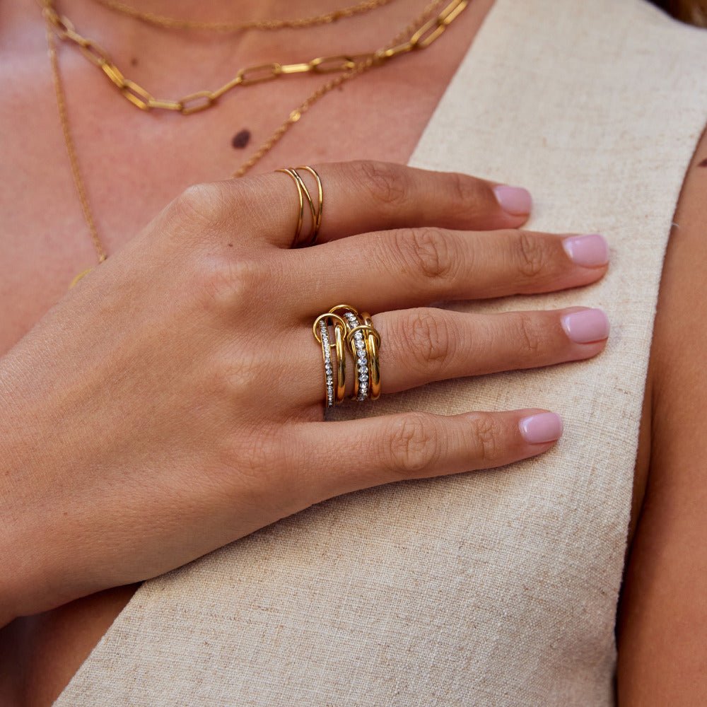 'Forever' Link Crystal & Gold Ring — view 2