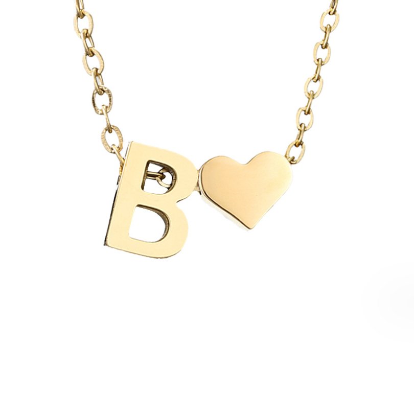 Forever Love & Letter Gold Necklace — view 10