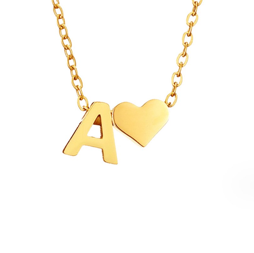 Forever Love & Letter Gold Necklace — view 9