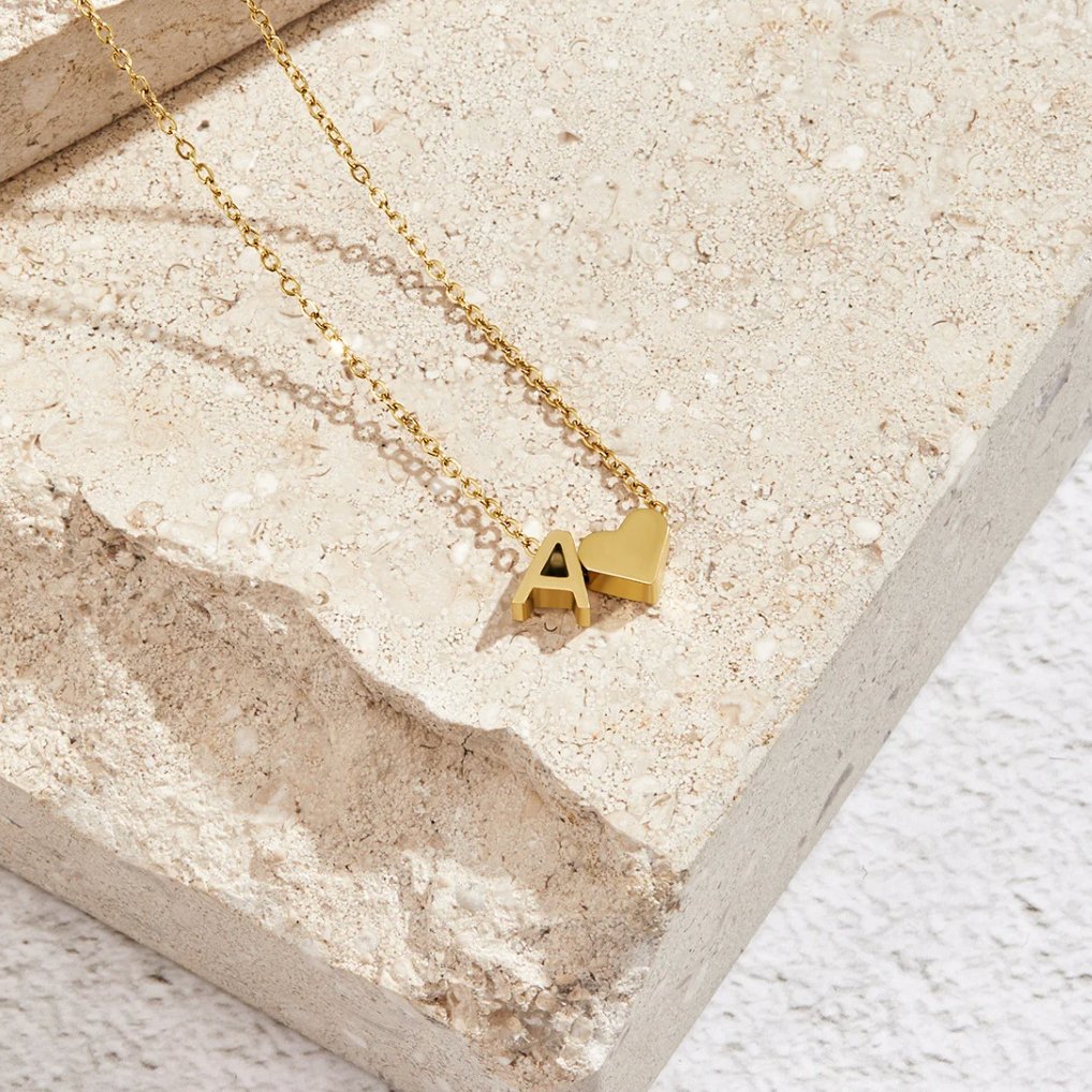 Forever Love & Letter Gold Necklace — view 3