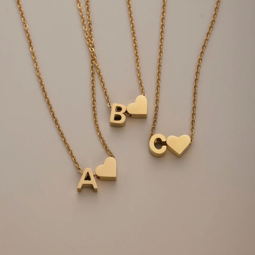 Forever Love & Letter Gold Necklace — view 6