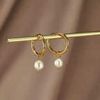 Freshwater Pearl Bella Hoop Earrings — view 1