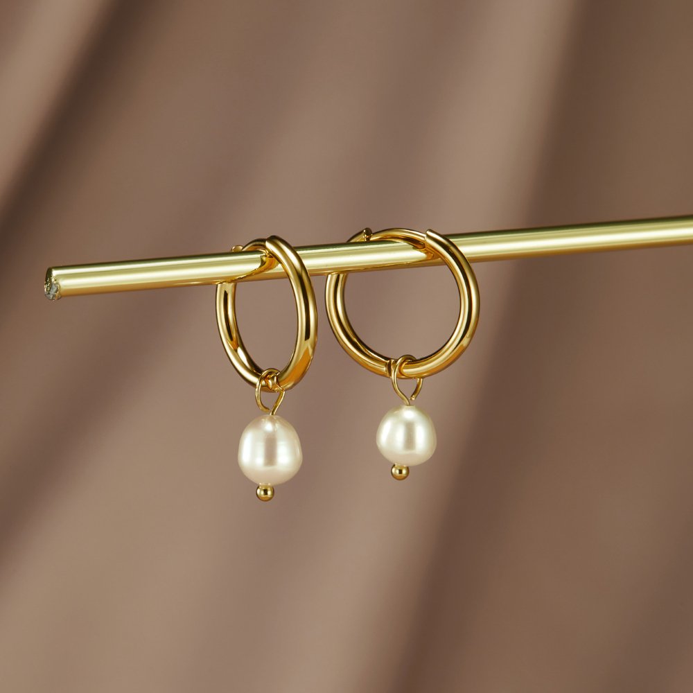 Freshwater Pearl Bella Hoop Earrings — view 1